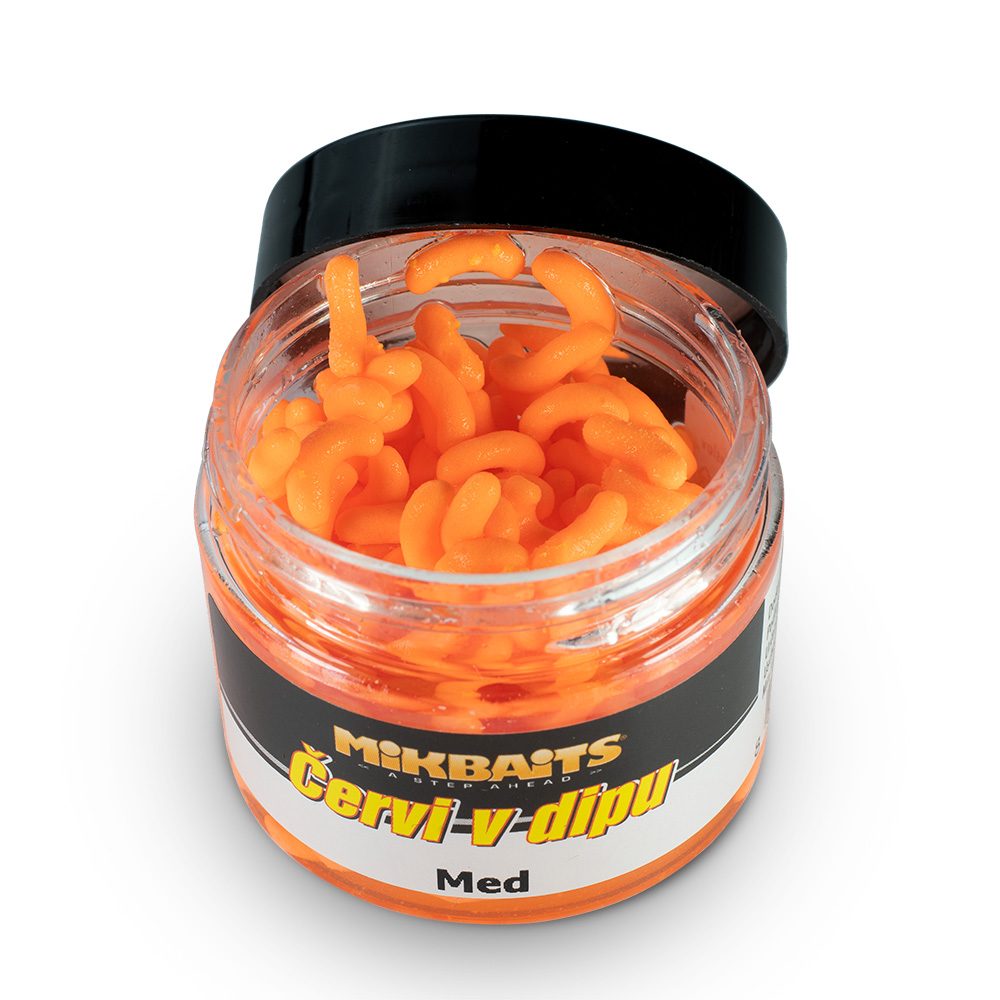 E-shop Mikbaits Červi v dipu 50ml - Med,Mikbaits Červi v dipu 50ml - Med