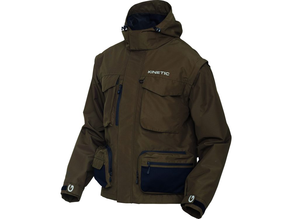 E-shop Kinetic rybářská bunda Strider Zip-Off Jacket Olive - S,Kinetic rybářská bunda Strider Zip-Off Jacket Olive - S