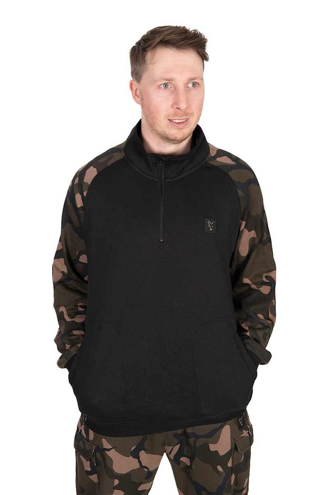 E-shop Fox Rybářská Mikina LW Black/Camo QTR ZIP,Fox Rybářská Mikina LW Black/Camo QTR ZIP