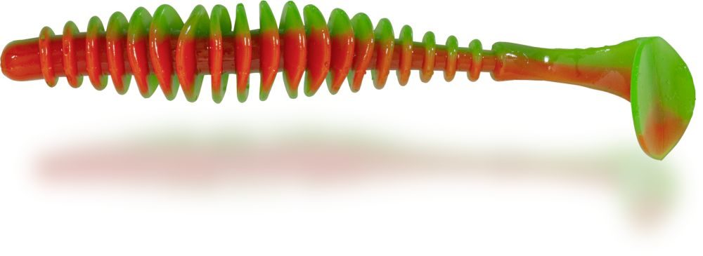 Fotografie Magic Trout Gumová nástraha T-Worm Paddler 1,5g 5,5cm Sýr 6ks - Neon zelená/oranžová