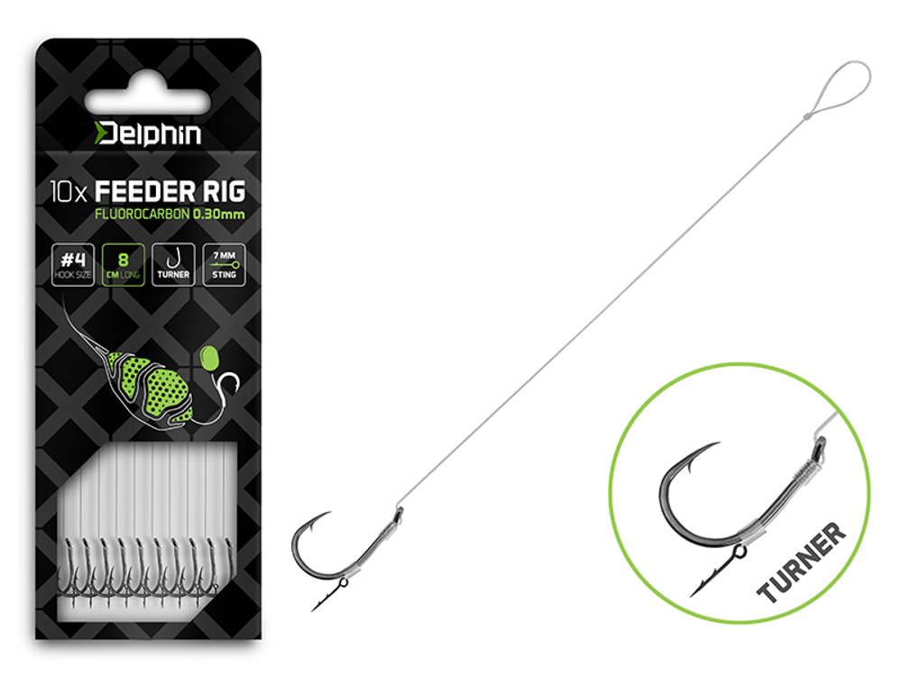 E-shop Delphin Feederový návazec Fluoro Sting - Turner 10ks - 12cm/0,22mm/Turner #8,Delphin Feederový návazec Fluoro Sting - Turner 10ks - 12cm/0,22mm/Turner