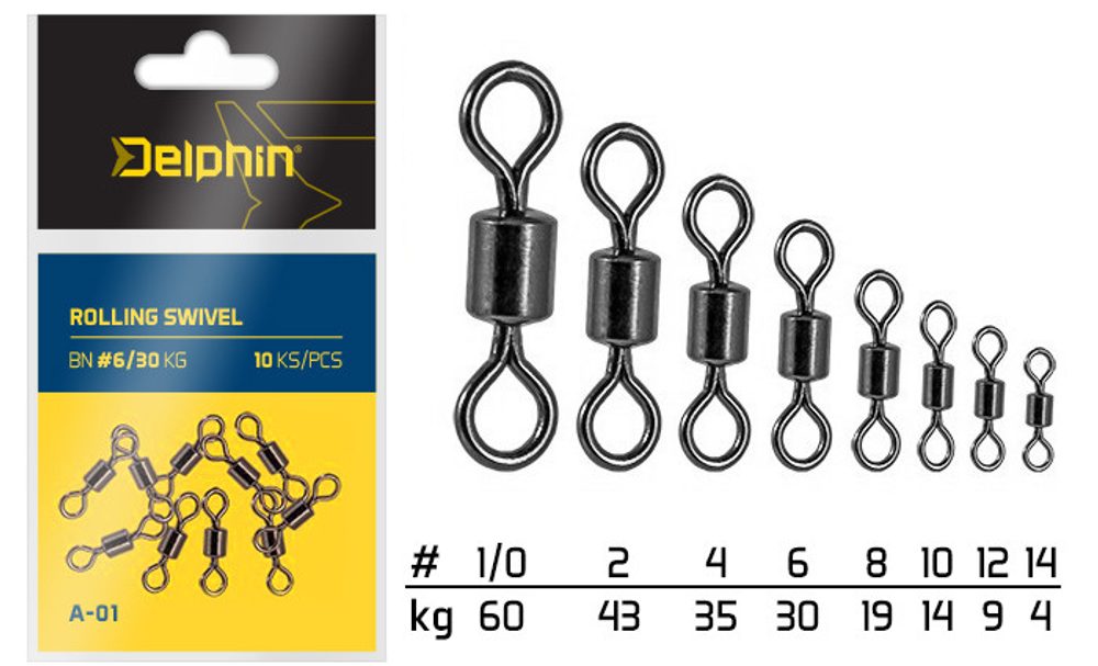E-shop Delphin Obratlík Rolling Swivel A-01 10ks,Delphin Obratlík Rolling Swivel A-01 10ks