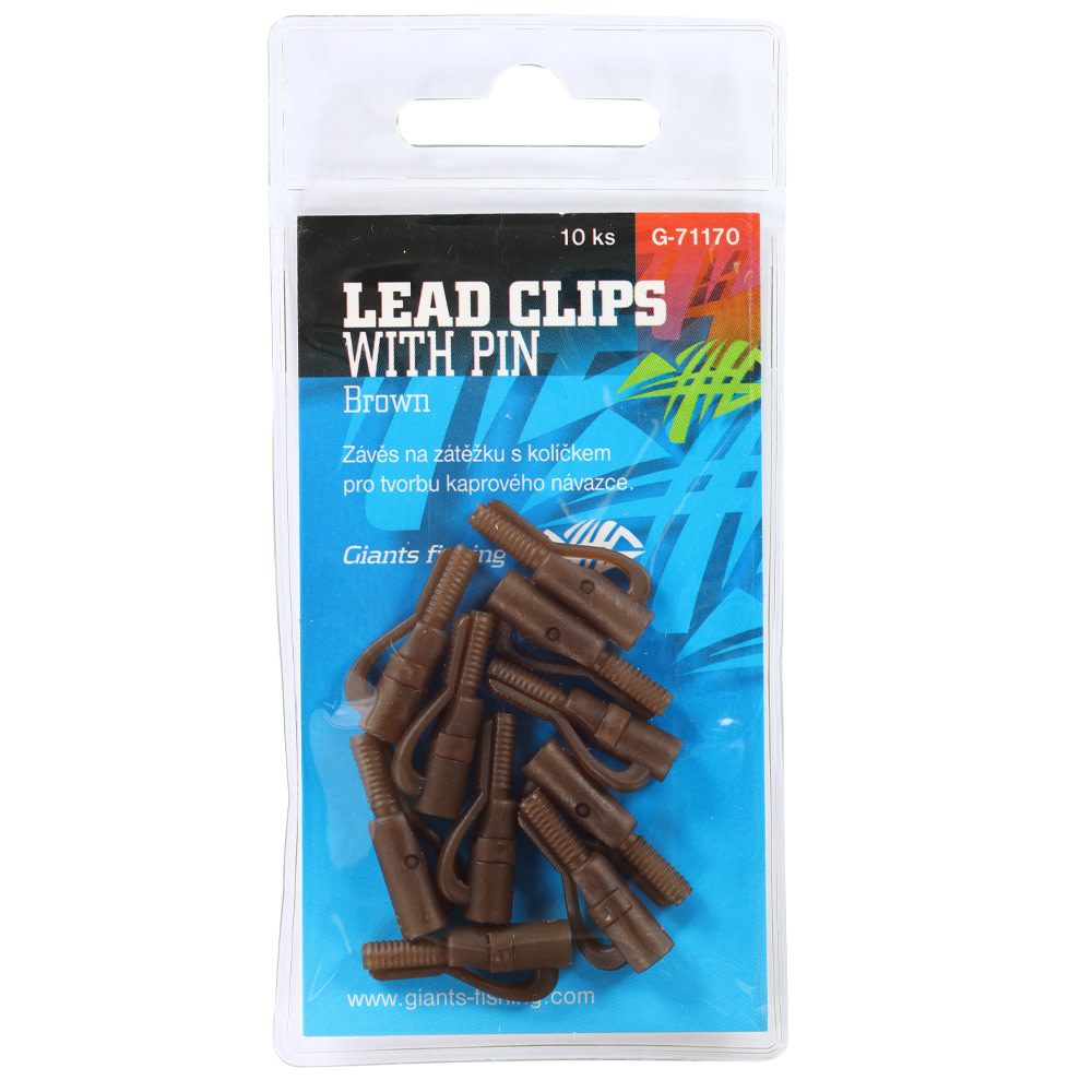 E-shop Giants Fishing Závěs na boční olovo Lead Clip with Pin Brown 10ks,Giants Fishing Závěs na boční olovo Lead Clip with Pin Brown 10ks