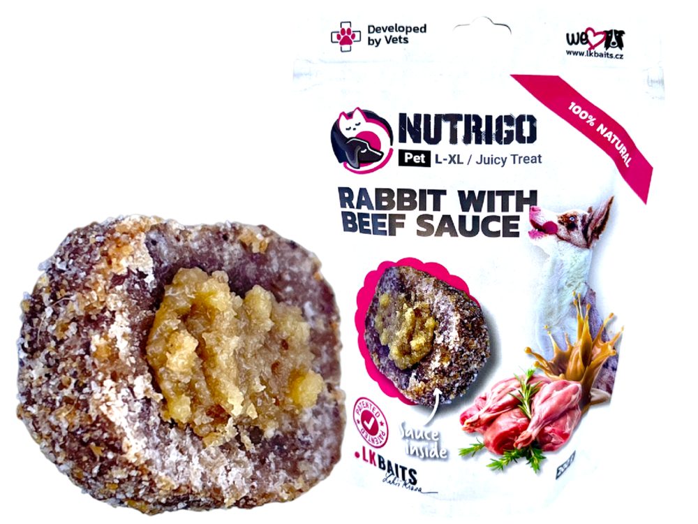 Fotografie LK Baits Pet Pamlsek Nutrigo Dog Králík s hovězí omáčkou - L-XL 200g