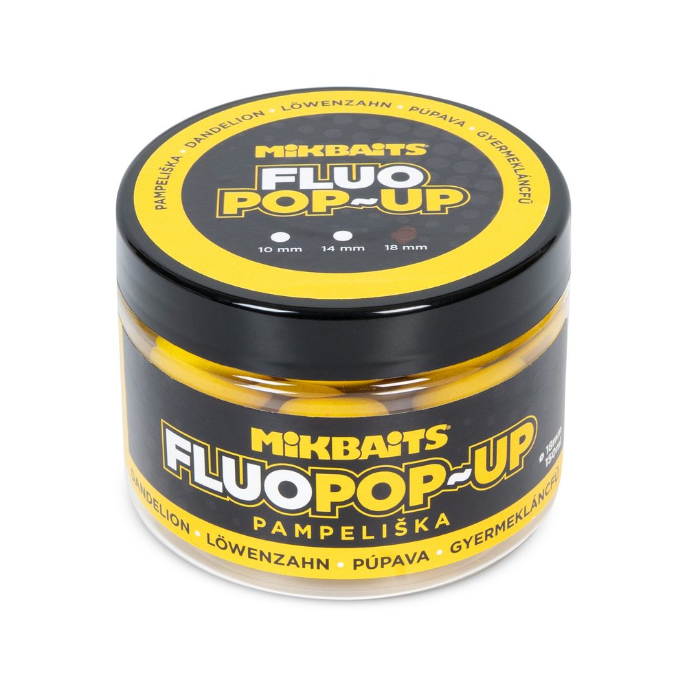 Mikbaits Plovoucí fluo boilie 18mm 150ml - Pampeliška,Mikbaits Plovoucí fluo boilie 18mm 150ml - Pampeliška