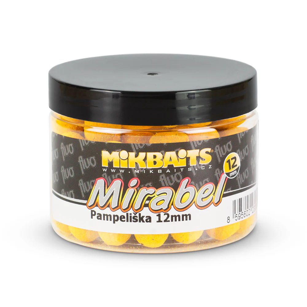 Fotografie Mikbaits Boilie Mirabel Fluo 12mm 150ml - Pampeliška