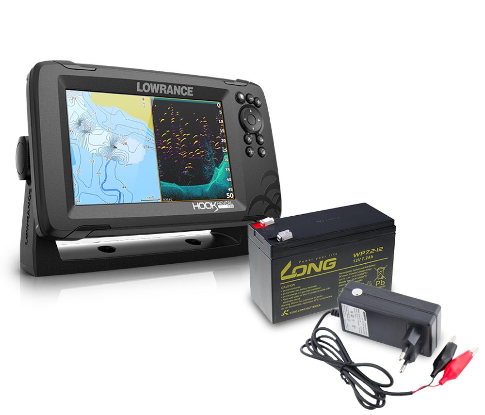 E-shop Lowrance Echolot Hook Reveal 7 se Sondou HDI 83/200khz + baterie + nabíječka ZDARMA,Lowrance Echolot Hook Reveal 7 se Sondou HDI 83/200khz + baterie +