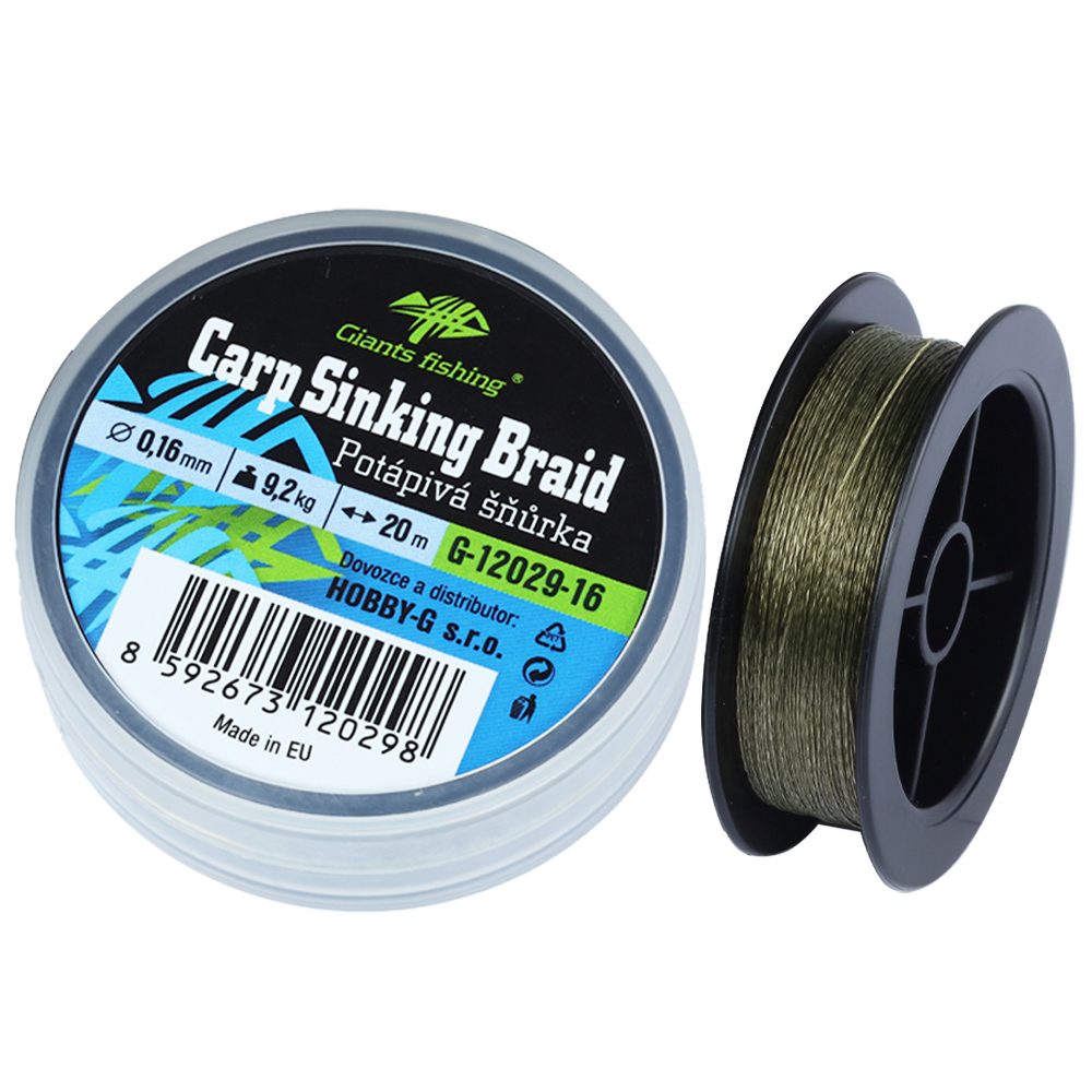 E-shop Giants fishing Potápivá splétaná šňůra Carp Sinking Braid 20m - 0,16mm/9,2kg,Giants fishing Potápivá splétaná šňůra Carp Sinking Braid 20m - 0,16mm/9,
