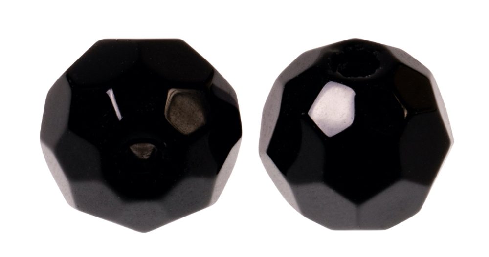 Zeck Skleněné korálky Faceted Glass Beads Black 10ks - 6mm