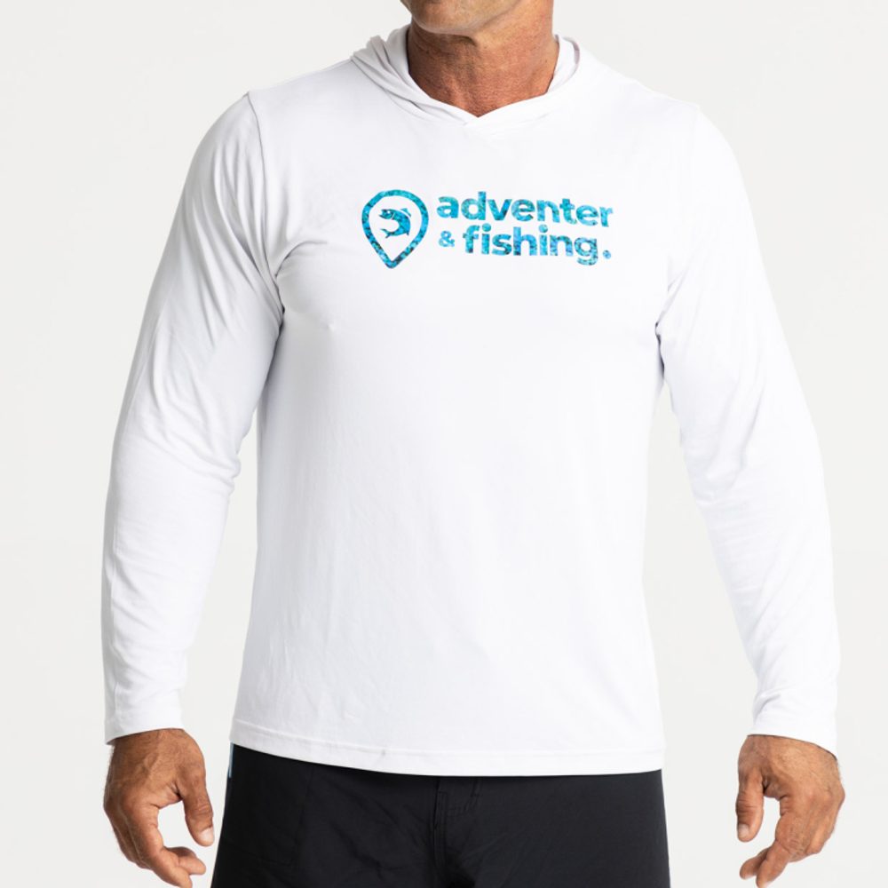 Fotografie Adventer & fishing Funkční hoodie UV tričko White & Bluefin - Funkční hoodie UV tričko White & Bluefin XXL