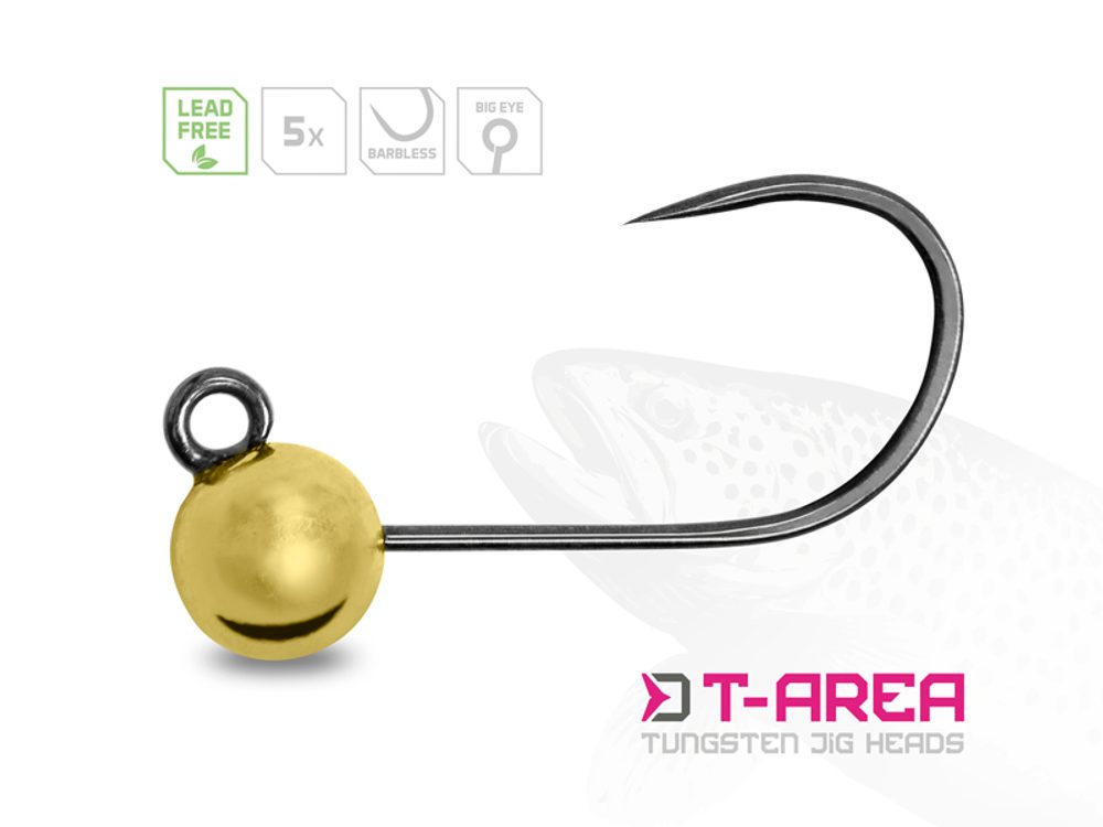 Delphin Jigové hlavičky Wolframové T-Area BL Zlaté 5ks - vel.6 0,9g,Delphin Jigové hlavičky Wolframové T-Area BL Zlaté 5ks - vel.6 0,9g