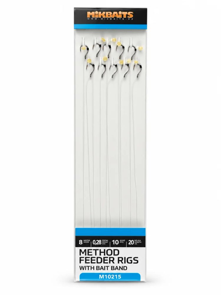 Mikbaits Method Feeder fluorocarbonové návazce s elastickým kroužkem 10ks - vel.8/20cm/0,28mm – Mikbaits s.r.o.