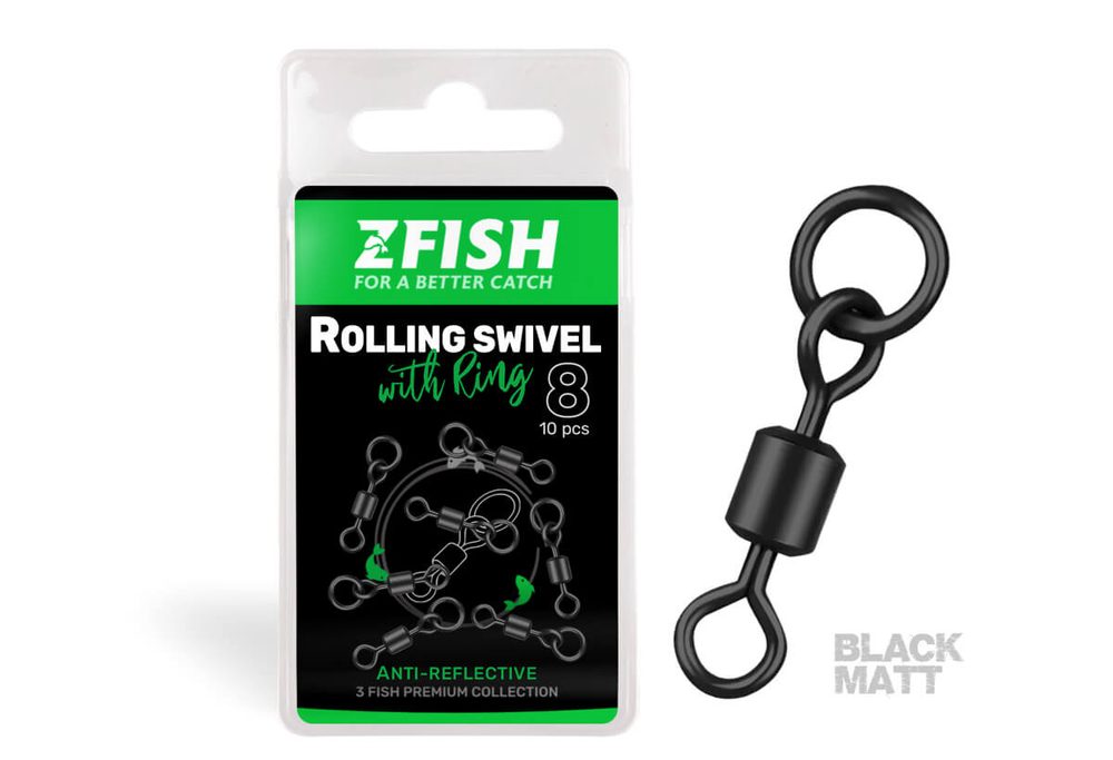 E-shop Zfish Obratlík Rolling Swivel with Ring Black Matt vel.8/26kg,Zfish Obratlík Rolling Swivel with Ring Black Matt vel.8/26kg