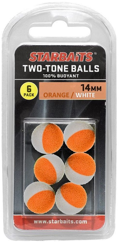 Starbaits Pěnová Nástraha Two Tones Balls 14mm 6ks - oranžová/bílá