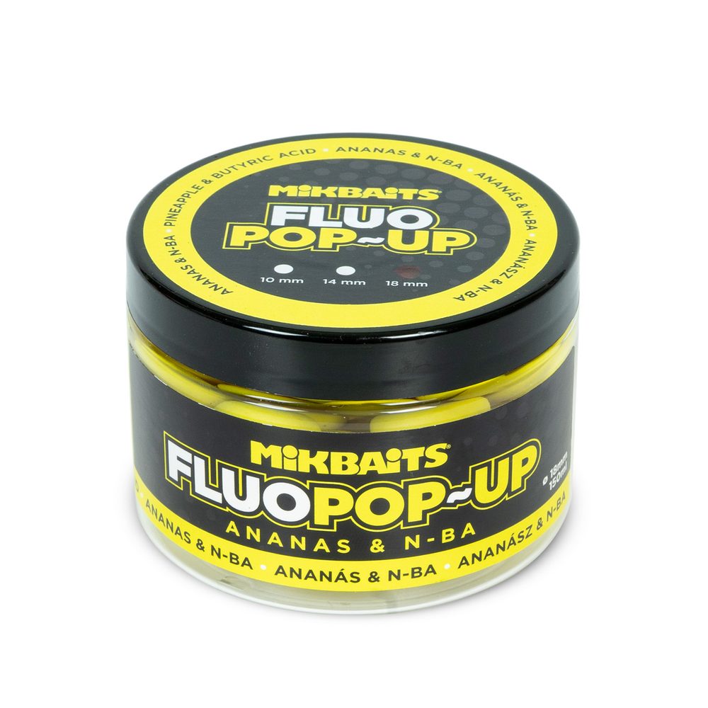E-shop Mikbaits Plovoucí fluo boilie 18mm 150ml - Ananas,Mikbaits Plovoucí fluo boilie 18mm 150ml - Ananas