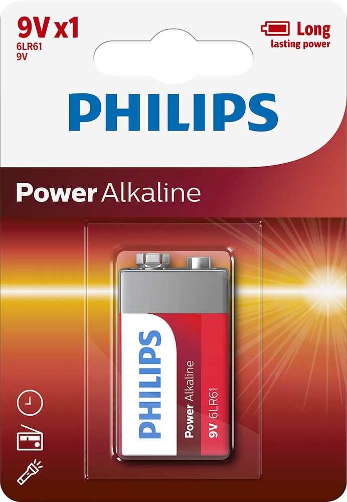 Fotografie Philips alkalická baterie Power Alkaline 9V 1ks blistr