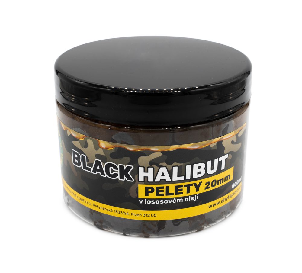 Chyť a pusť Pelety Black Halibut v lososovém proteinu 500ml - 20mm