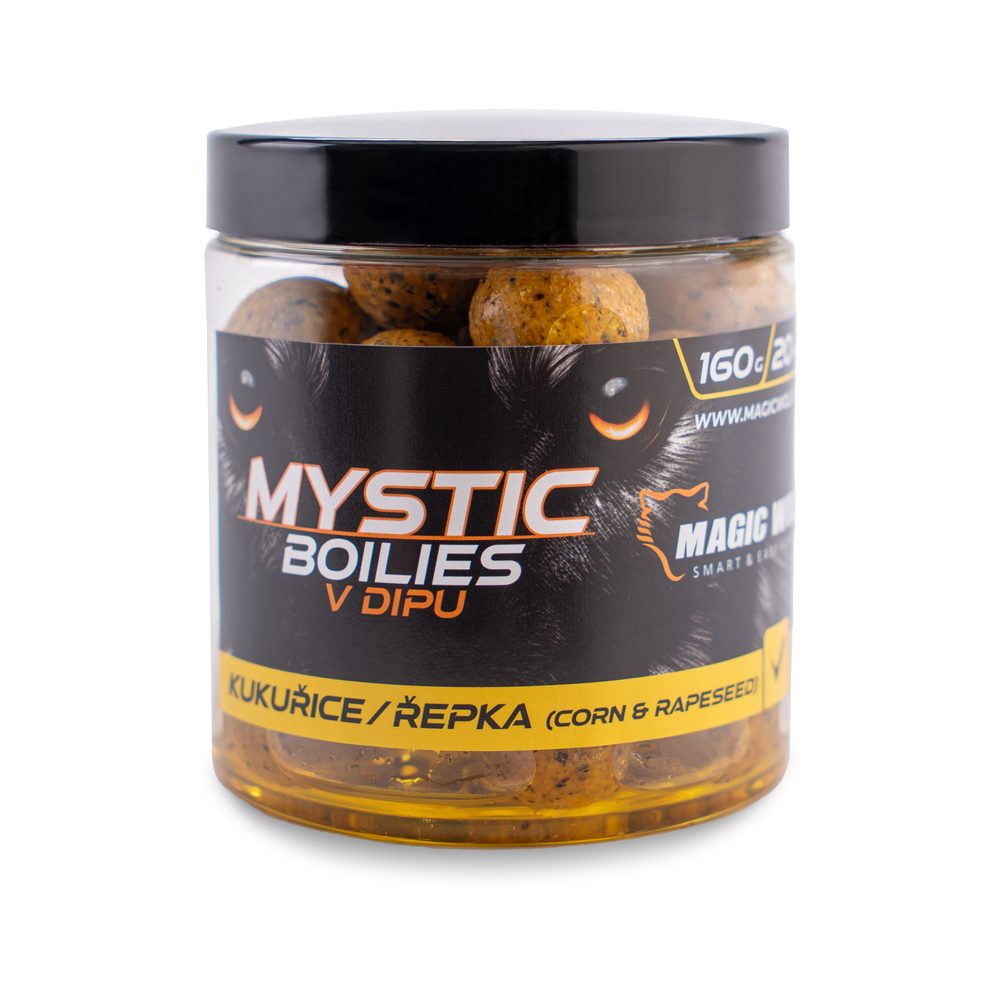 Magic Wolf Boilies v dipu Mystic 160g - Kukuřice / řepka 20mm