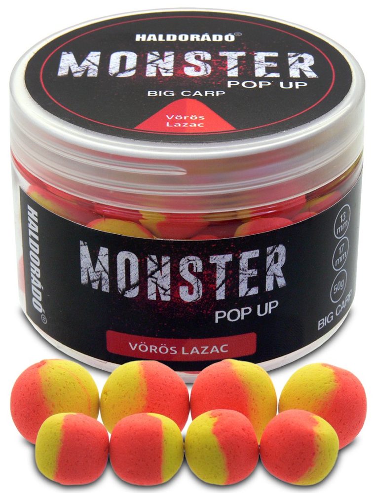 E-shop Haldorádó Pop-Up Boilies Method Monster Big Carp 13+17mm 50g - Červený losos,Haldorádó Pop-Up Boilies Method Monster Big Carp 13+17mm 50g - Červený lo
