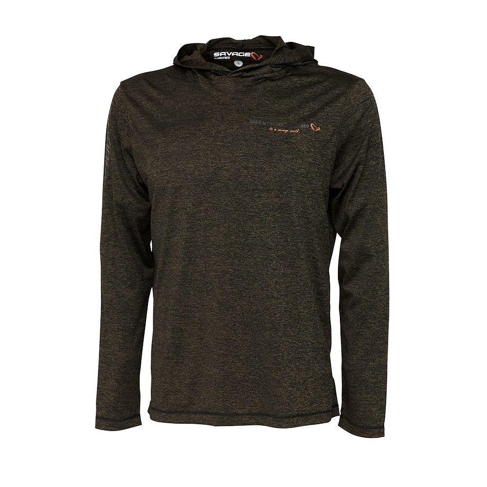 Fotografie Savage Gear Mikina Fighter Stretch Hoodie Burnt Olive Melange - M