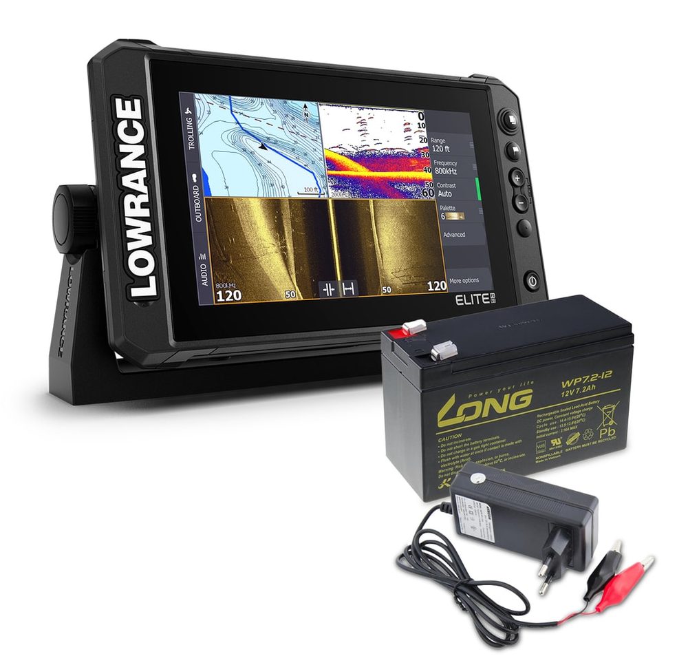 Lowrance Echolot Elite FS 9 se sondou Activeimaging 3v1 + baterie + nab�je?ka ZDARMA