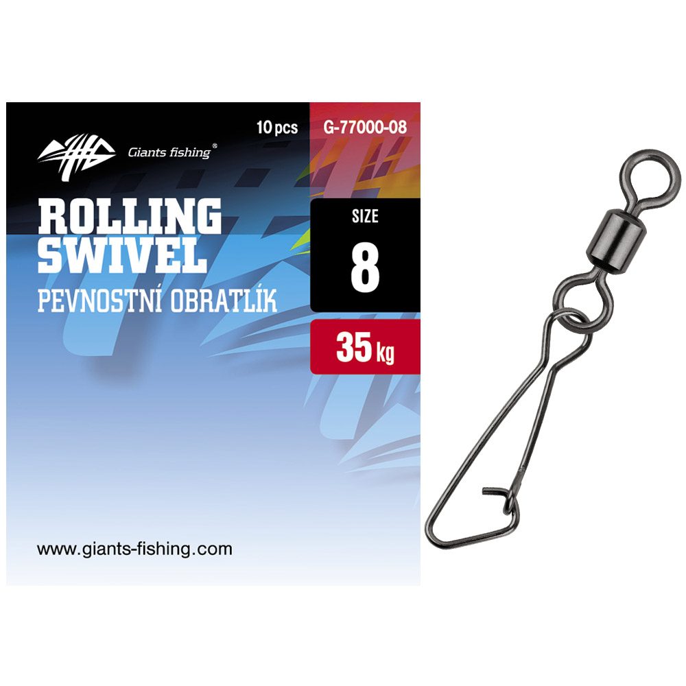 E-shop Giants Fishing Pev. obratlík s karabinkou Rolling Swivel with Hooked Snap 10ks - vel.06 (33kg),Giants Fishing Pev. obratlík s karabinkou Rolling Swive