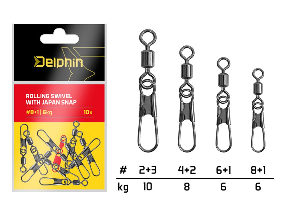 E-shop Delphin Karabinka s obratlíkem Rolling swivel with Japan snap 10ks,Delphin Karabinka s obratlíkem Rolling swivel with Japan snap 10ks