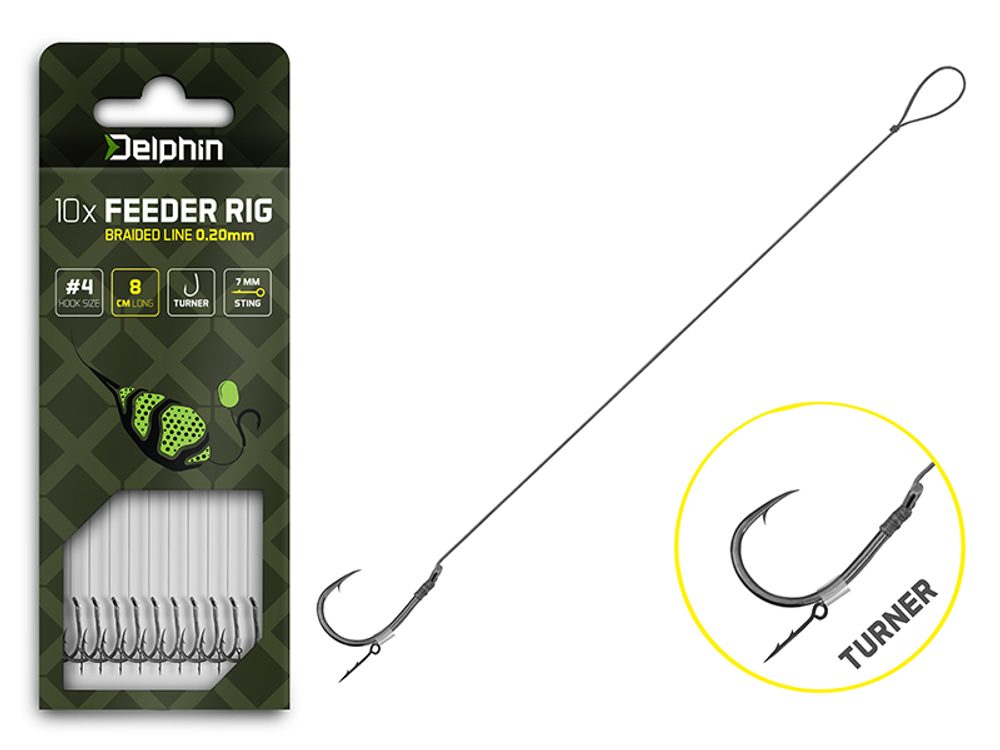 E-shop Delphin Feederový návazec Braided Sting - Turner 10ks - 12cm/0,14mm/Turner vel.8,Delphin Feederový návazec Braided Sting - Turner 10ks - 12cm/0,14mm/T