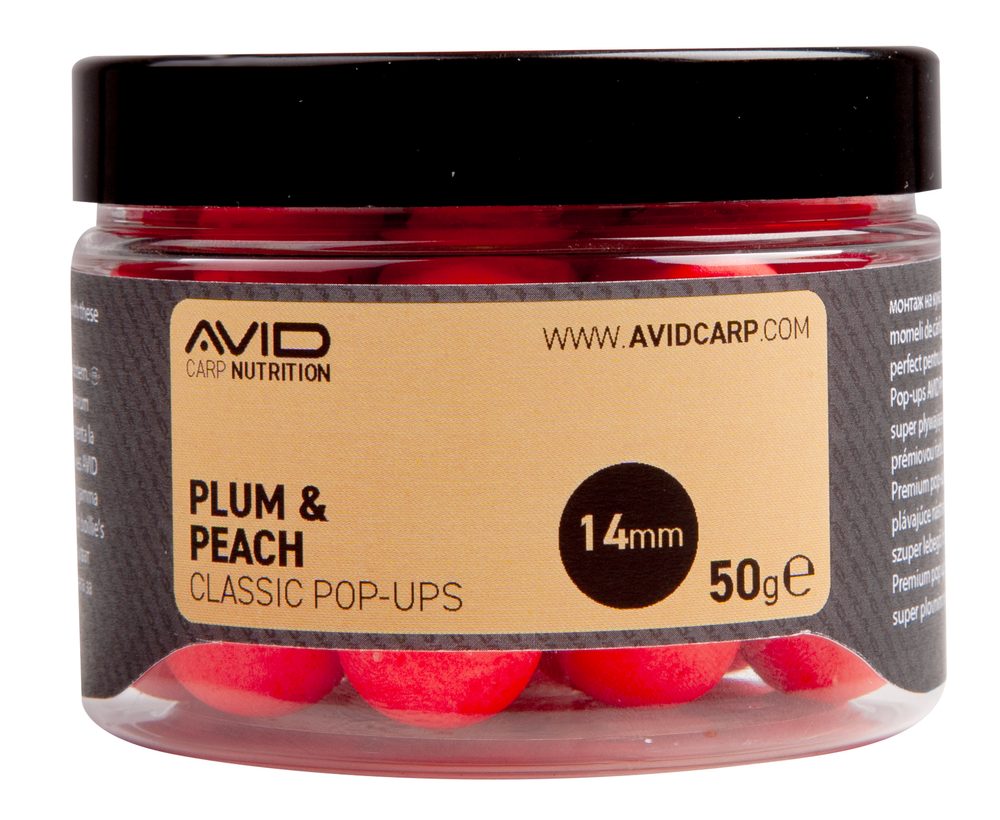 E-shop Avid Plovoucí boilie Classic Pop-Ups Plum & Peach 14mm 50g,Avid Plovoucí boilie Classic Pop-Ups Plum & Peach 14mm 50g
