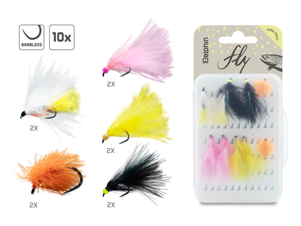 Delphin Sada umělých mušek Fly Pond trout 10ks,Delphin Sada umělých mušek Fly Pond trout 10ks