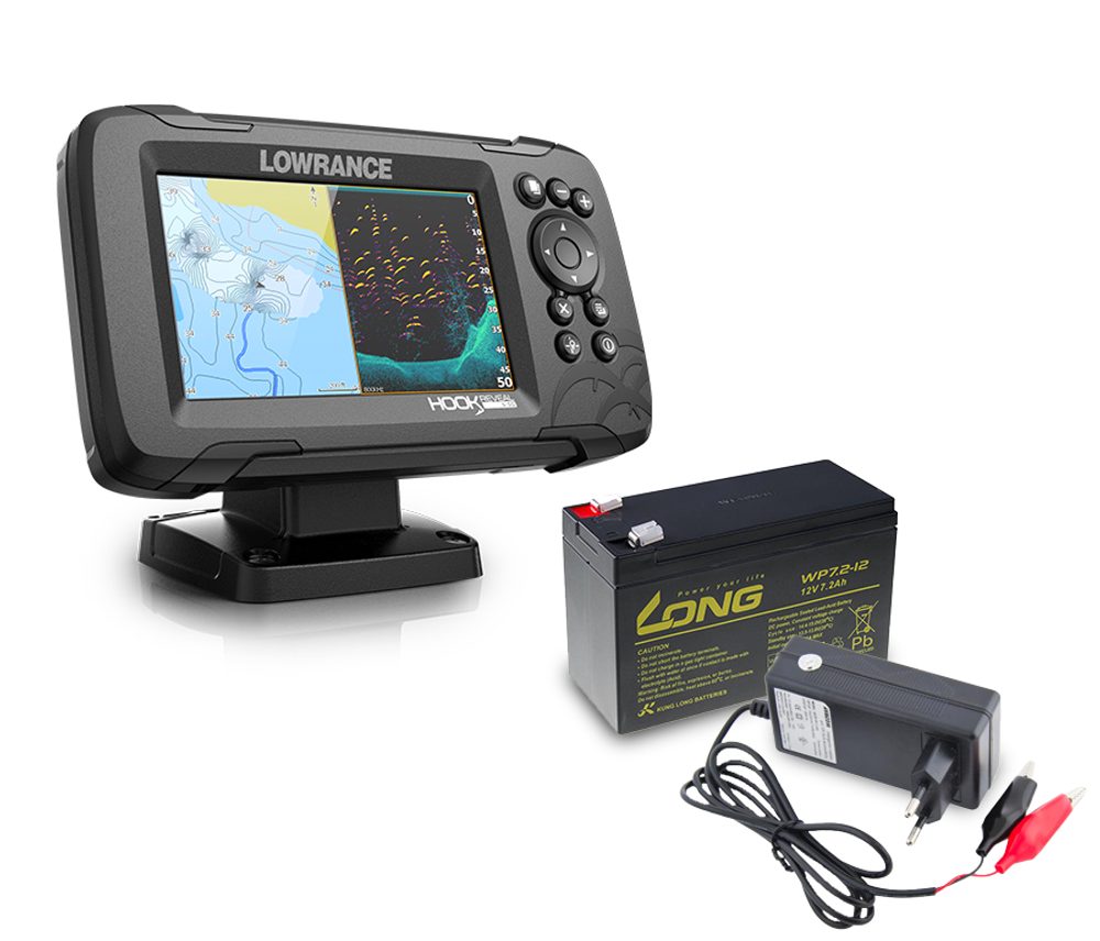 Lowrance Echolot Hook Reveal 5 se Sondou HDI 83/200khz + baterie + nabíječka ZDARMA