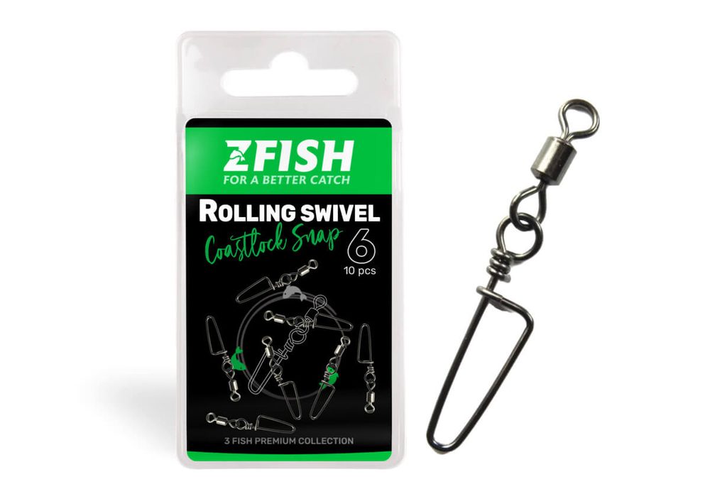 Zfish Obratlík s Karabinou Rolling Swivel & Coastlock snap 10ks - 8/25Kg