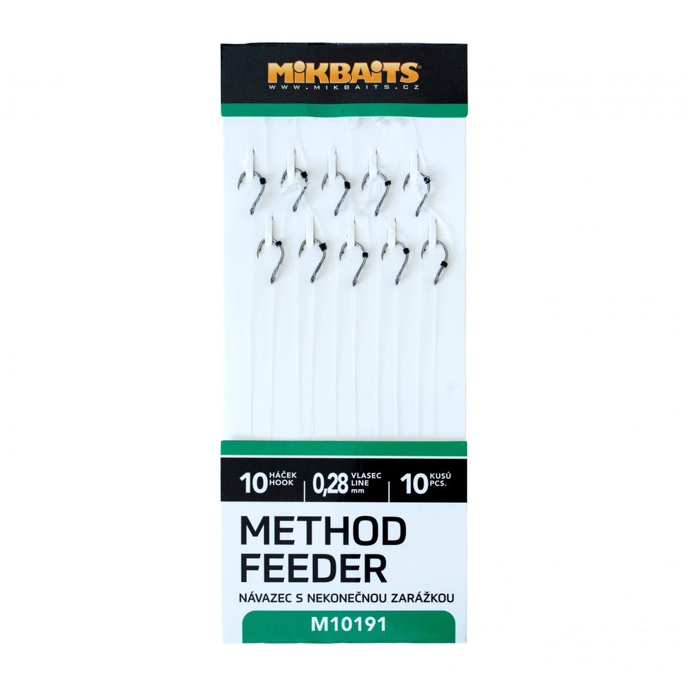 E-shop Mikbaits Method Feeder návazce s nekonečnou zarážkou 10ks - vel.10,Mikbaits Method Feeder návazce s nekonečnou zarážkou 10ks - vel.10