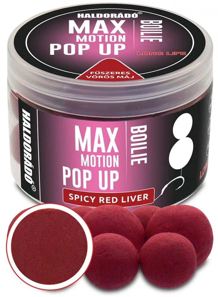 E-shop Haldorádó Pop-Up Boilies Max Motion 16+20mm 50g - Pikantní červená játra,Haldorádó Pop-Up Boilies Max Motion 16+20mm 50g - Pikantní červená játra