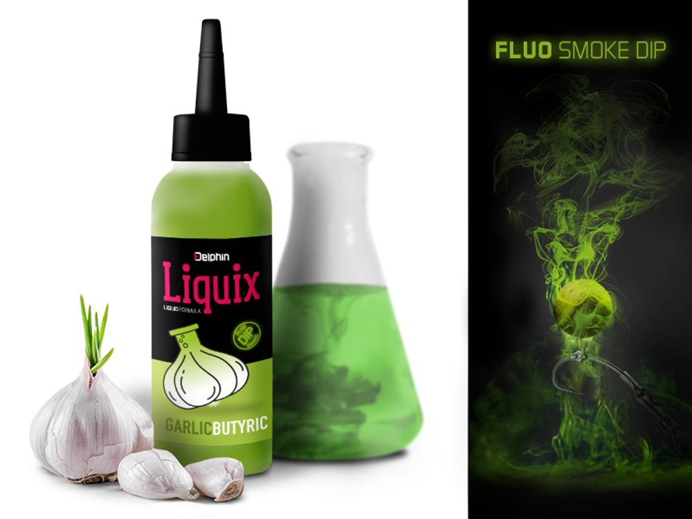 E-shop Delphin Fluo dip D Snax LiquiX 100ml - Česnek - Butyric,Delphin Fluo dip D Snax LiquiX 100ml - Česnek - Butyric