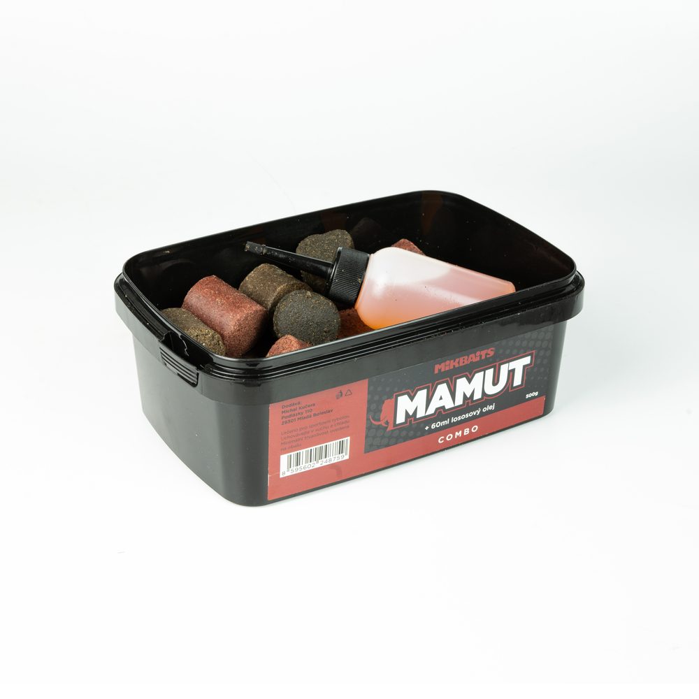 Fotografie Mikbaits Peletový mix Mamut combo 500g + 60ml lososový olej