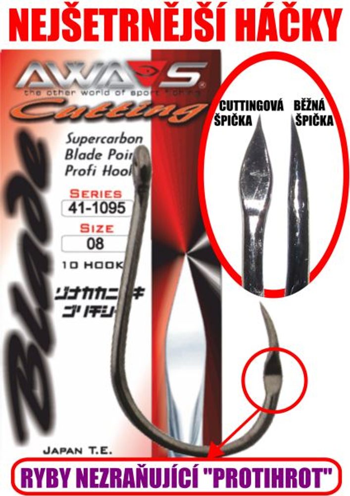 Awa-S Háčky Cutting Blade 1095 (bezprotihrotu) Black Nickel 10ks - vel.8