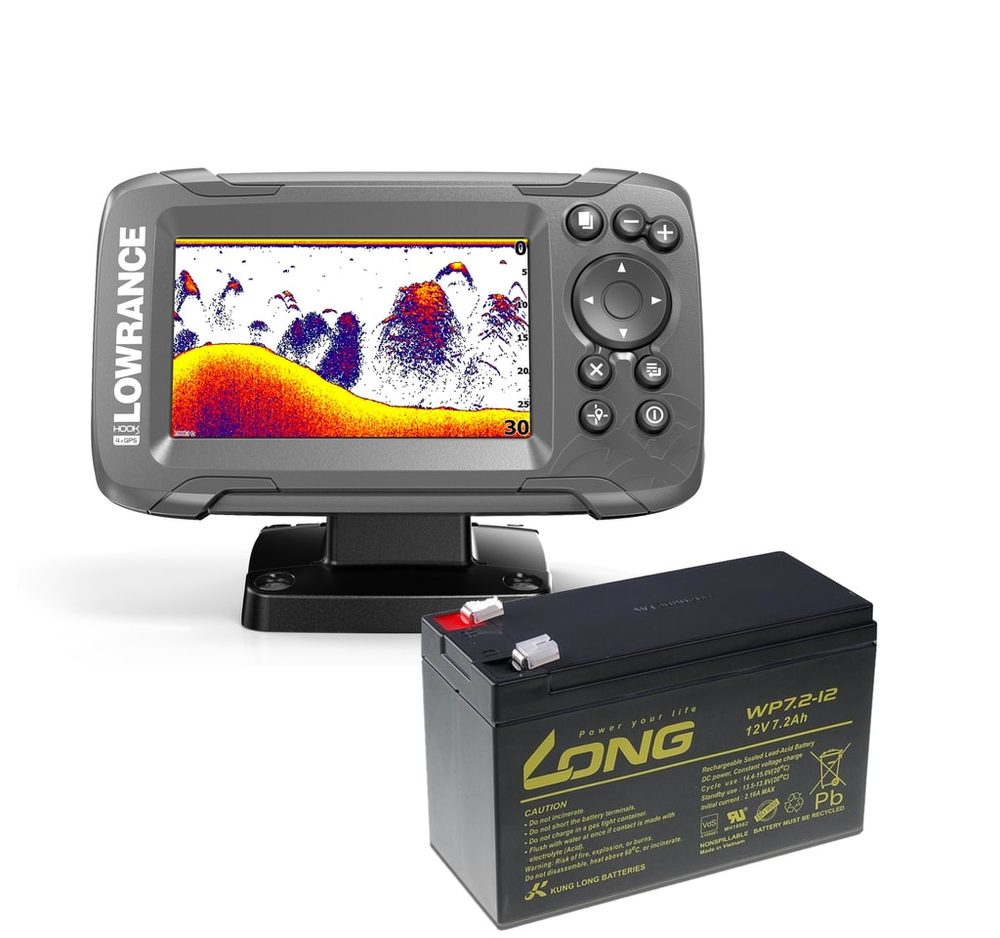 Lowrance Echolot HOOK² 4x GPS se Sondou Bullet Skimmer + baterie ZDARMA