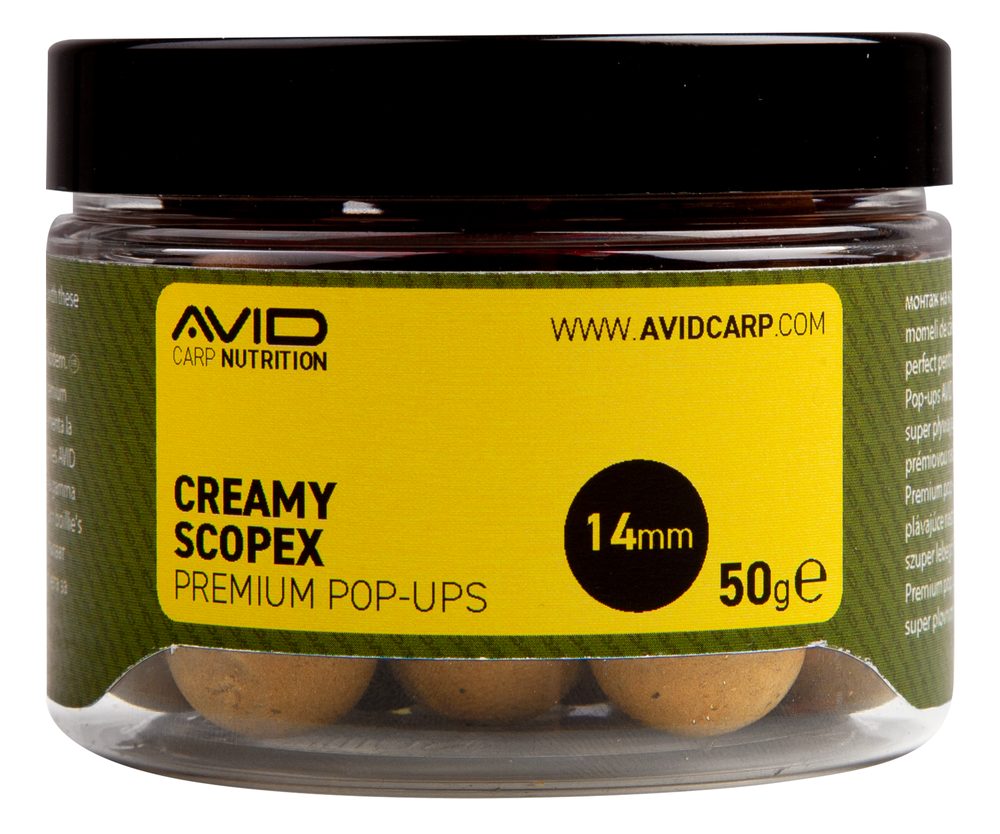E-shop Avid Plovoucí boilie Premium Pop-Ups Creamy Scopex 14mm 50g,Avid Plovoucí boilie Premium Pop-Ups Creamy Scopex 14mm 50g
