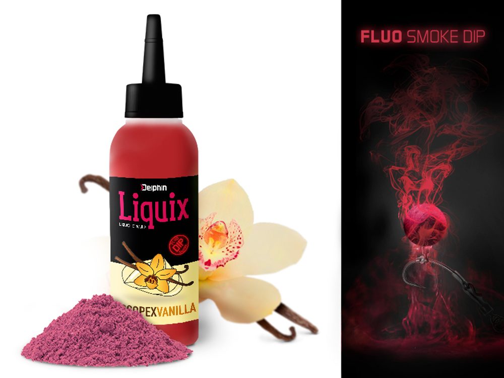 Fotografie Delphin Fluo dip D SNAX LiquiX 100ml - Scopex - Vanilka