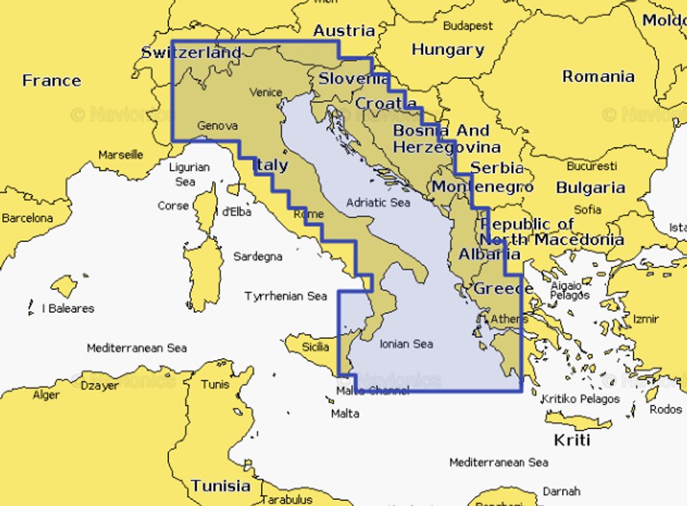 E-shop Navionics+ Mapy Itálie, Jaderské moře,Navionics+ Mapy Itálie, Jaderské moře
