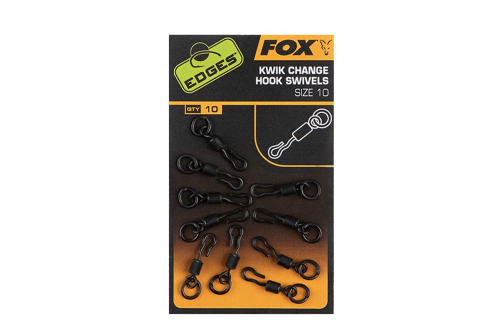 Fox Obratlík Edges Kwik Change Hook Swivels 10ks - vel.10