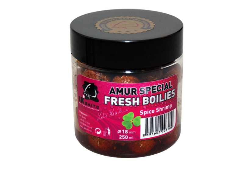 LK Baits Fresh Boilies Euro Economic 18mm 250ml - Amur special Spice Shrimp