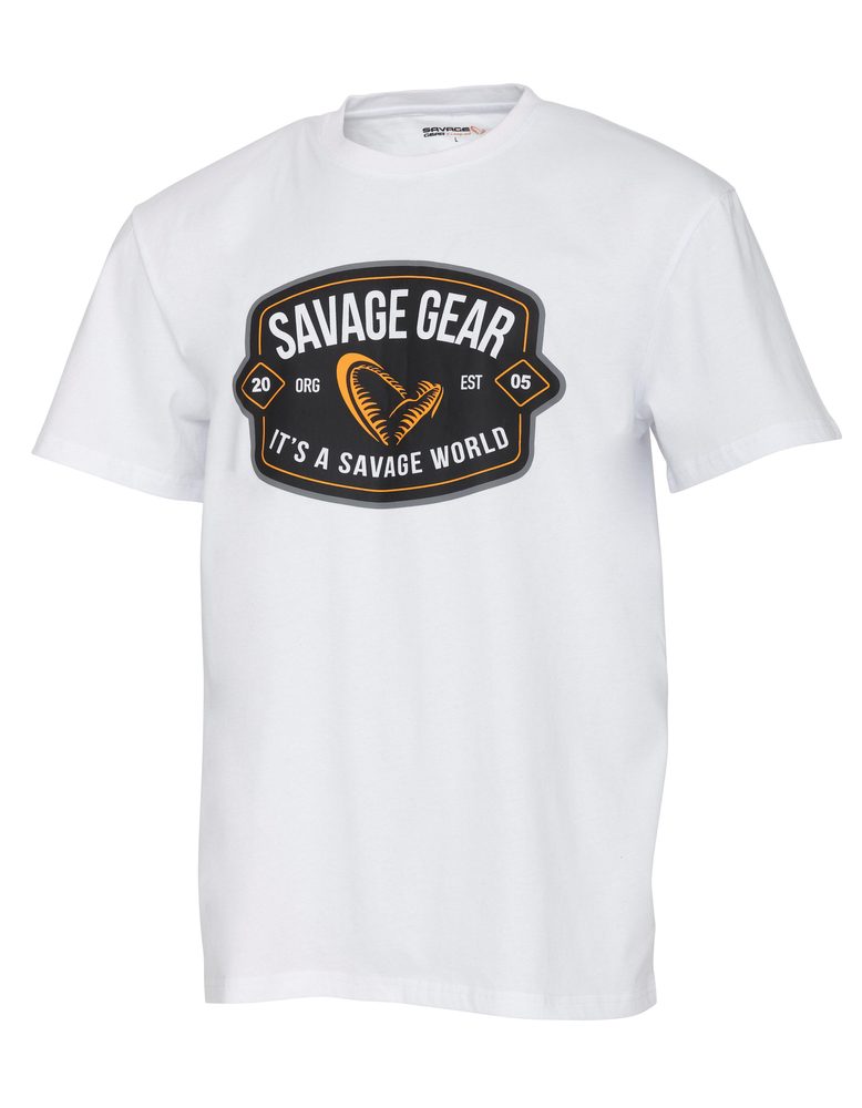 Fotografie Savage Gear Triko Badge Logo Tee White - XL