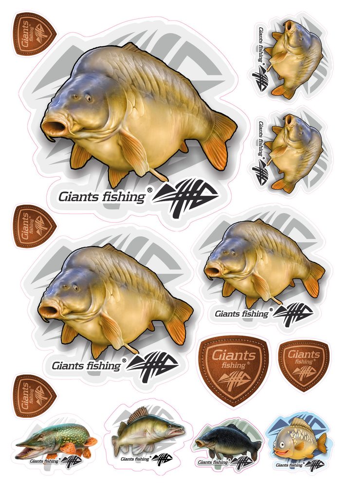 Giants Fishing Mix nálepek Kapr lysec 14ks,Giants Fishing Mix nálepek Kapr lysec 14ks
