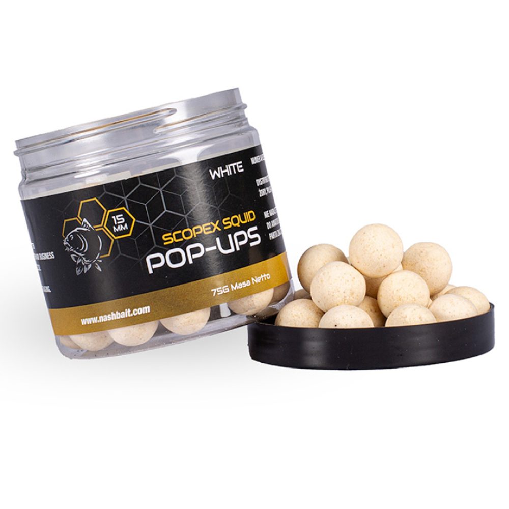 E-shop Nash Plovoucí Boilie Scopex Squid Pop Ups 75g - 20mm White,Nash Plovoucí Boilie Scopex Squid Pop Ups 75g - 20mm White