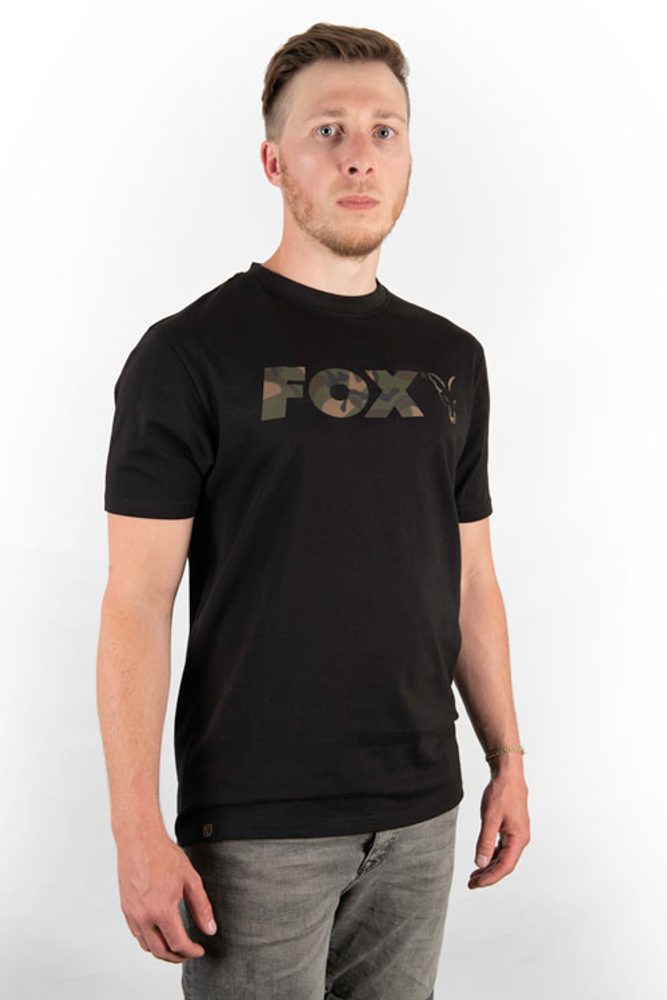 Fox Triko Black/Camo Chest Print T-Shirt - XXXL