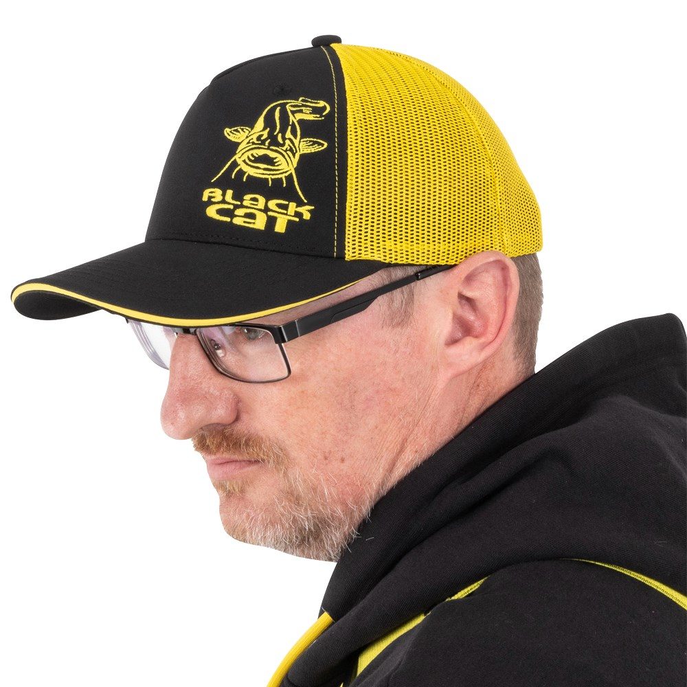 E-shop Black Cat Kšiltovka Black and Yellow Trucker Cap,Black Cat Kšiltovka Black and Yellow Trucker Cap