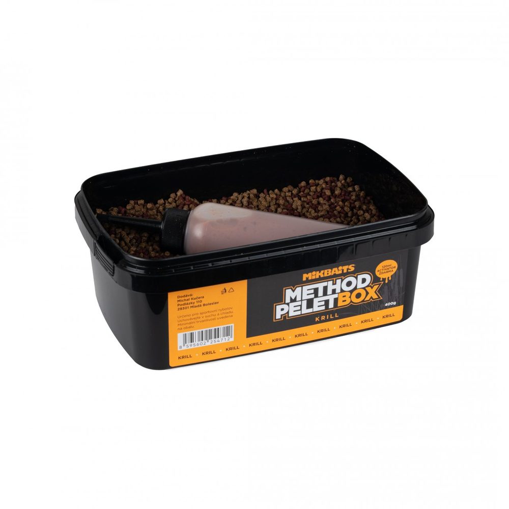 Fotografie Mikbaits Method pelet box 400g + 120ml Activator - Krill