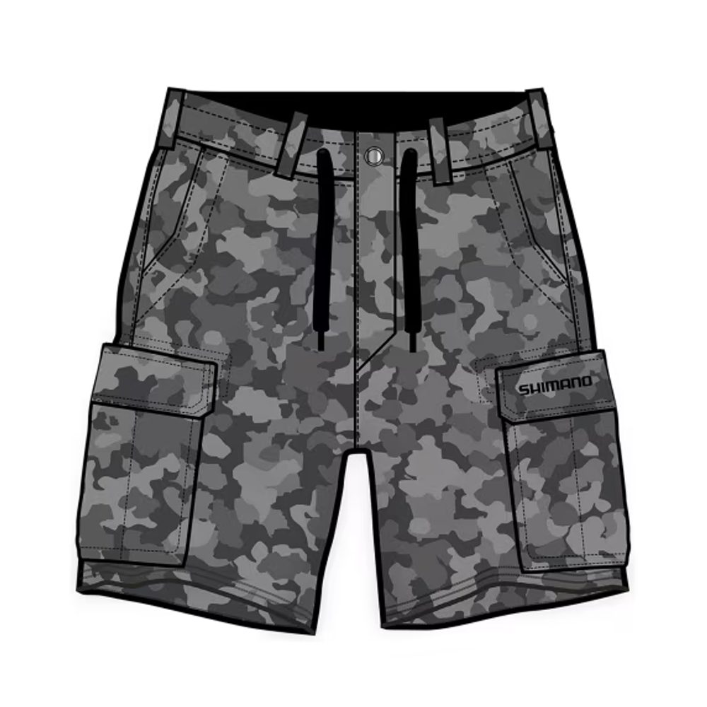 E-shop Shimano Kraťasy Cargo Shorts Grey Camo - L,Shimano Kraťasy Cargo Shorts Grey Camo - L